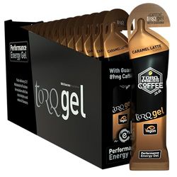 Torq Energy Gels - Caramel Latte (With Guarana) Pack of 15 - Ultimate On The Go Quick Release Energy - 30g of Carbohydrates - Running/Cycling/Sports Gels - 5 Key Electrolytes - Natural & Vegan