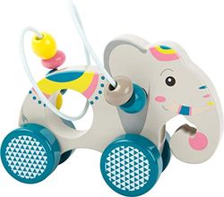 Small Foot Animal Jungle para Arrastrar con Lazos de motricidad para niños a Partir de los 12 Meses, FSC 100% Certificado de Madera Robusta y Pintada de Colores. Elefante Juguetes, Naranja (11088)
