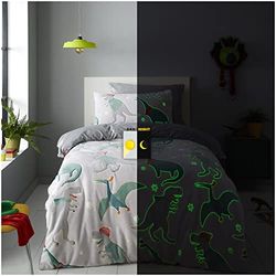 GC GAVENO CAVAILIA Set di biancheria da letto per letto singolo, con motivo a dinosauro, in pile, per letto singolo, grigio