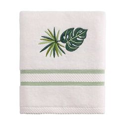 Avanti Linens Viva Palm Collection Serviette de Toilette brodée Blanc