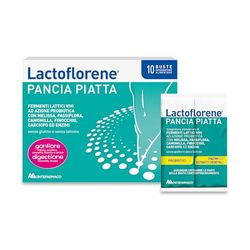Lactoflorene Pancia Piatta, Fermenti Lattici, Probiotici, Senza Glutine Senza Lattosio Integratore con Probiotici, Enzimi ed Estratti vegetali (Finocchio) per il Gonfiore addominale (10 Bustine)