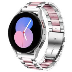 DEALELE Compatibel met Samsung Galaxy Watch 5/5 Pro/Galaxy 4/4 Classic/Galaxy 3 41mm / Active 2, 20mm Roestvrij Staal Metaal Vervanging Armband voor Huawei GT3 42mm / GT2 42mm, Zilver-roze