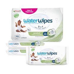 WaterWipes Textured Clean, Toddler & Baby Wipes, 180 Count (3 Packs), 99.9% Water Based Wipes, Unscented, For Sensitive Skin, Packaging May Vary