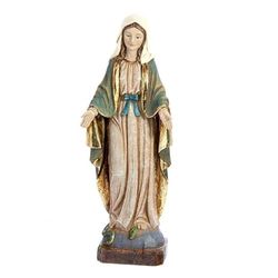 DRW Vierge de la Miraculeuse Style Bois Vieille 31 cm Haut, Multicolore, Normal