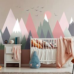 Muurstickers Kinderen Decoratie Babykamer Muurstickers Kinderen Muurstickers Scandinavische bergen Scandinavische Girlyka H120 x L 180 cm