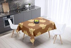 Bonamaison Tafelkleed, Anti-Mold, Sneldrogend, Waterdicht, 100% Polyester Tafellaken, Bruine tinten, 140 x 140 Cm - Ontworpen en Vervaardigd in Turkije