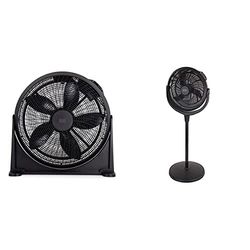 BLACK + DECKER BXFF53001GB 2-in-1 High Velocity Circulator Fan, 3 Speed Settings & BXFP51001GB High Velocity Pedestal Desk Fan with 3 Adjustable Heights, 7.5 Hours Timer Black