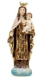 DRW Virgem de Carmen 11 cm resina com caixa de PVC com história 11 cm