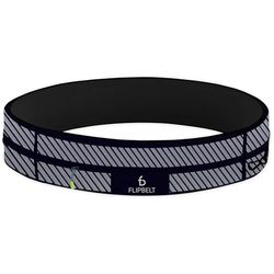 FlipBelt Cinturón para Correr con Cremallera para teléfono y Accesorios pequeños, Bolsa de Ejercicio para Mujeres y Hombres, M, Negro Reflectante