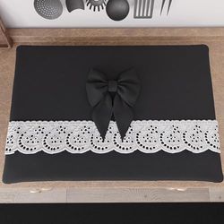 PETTI Artigiani Italiani - Cache Plaque de Cuisson avec Dentelle de Saint-Gall 50x70 cm, Protection Plaque Induction et a Gaz en Coton, Noir, Accessoires De Cuisine, 100% Made in Italy