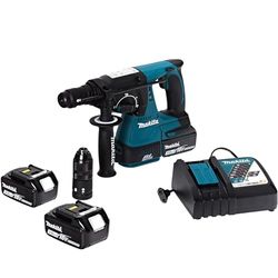 Makita dhr243 - Perforadora de cinceladora inalámbrica (18 V/2 x 3,0 Ah, batería y cargador en estuche Makpac - dhr243rfj