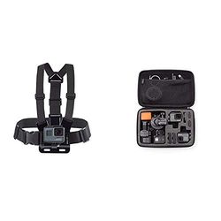 Amazon Basics - Estuche Grande de Transporte para GoPro + Arnés de Pecho para Cámara GoPro