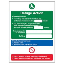 Vsafety 12017AN-S'Refuge Action/Refuge Point Located On' Sign, 150 mm x 200 mm (Pack of 3)