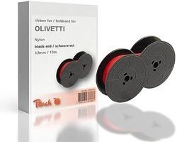Peach Cinta entintada para Olivetti (nailon, 13 mm/10 m), color negro y rojo