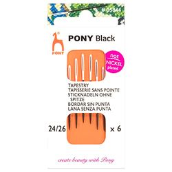 Pony Hand Sewing Needles: Tapestry: Black with White Eye: Size 24-26