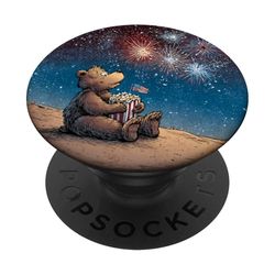 Cool USA Firework with Bear Costume for Adults and Kids PopSockets Adhesive PopGrip
