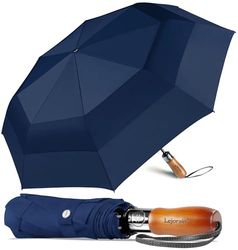 Lejorain 54 inch grote paraplu automatisch open sluiten met opvouwbare golfmaat en 210T Dupont Teflon Coated geventileerde winddichte dubbele luifel voor mannen en vrouwen (marineblauw, 54)
