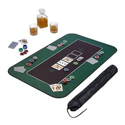 Relaxdays Pokermatta 100 x 60 cm, Texas Holdem, stort pokerbord, halkskydd, polyester, pokertillbehör, grön