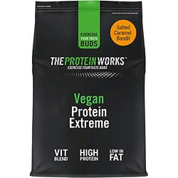 Protein Works - Proteina Vegana Extreme In Polvere - 100% a Base Vegetale - 5 Fonti Proteiche ​​- Vitamine e Minerali Aggiunti - 7 Agitare - Caramello Salato Intenso - 500g