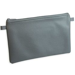 effektivo Bank bag with zip, faux leather, grey, 27 x 17 cm, suitable for documents up to DIN A5