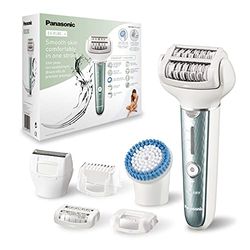 Panasonic - Personalcare Es-El8c-G503 | Épilateur Electrique Femme - Double Rangée De Disques Avec 60 Pinces Wet & Dry Lumiere Led 9 Accessoires Tête Pivotante Flexible À 90° Vert/Blanc