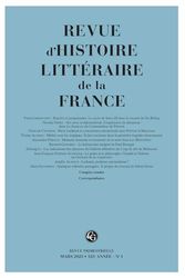 Revue d'Histoire littéraire de la France (1 - 2023, 123e année, n° 1)