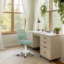 FurnitureR Teenage, Height Adjustable Armless Task, Colourful Study for Home and Computer, Ergonomic & Swivel Office Chair, 40,5 x 44 x 87 cm, Morandi Aqua, Metal, 44 x 40 x 87 cm