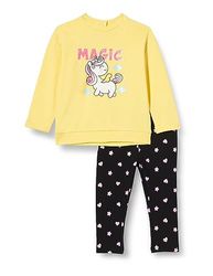 Chicco, Completo: felpa unicorno e leggings, Bimba 0-24, Giallo, 6 mesi