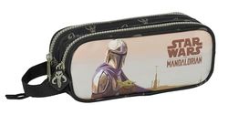Safta The Mandalorian This The Way - Trousse Double Enfant, idéale pour Les Enfants d'âge Scolaire, Confortable et Polyvalente, qualité et résistance, 21 x 6 x 8 cm, Couleur Noire, Noir, Estándar,