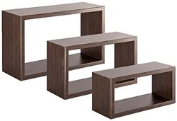 Homemania Trittico Wandrek voor woonkamer, slaapkamer, kantoor, MDF, wengé 45 x 27 x 15,5/40 x 22 x 15,5/35 x 17 x 15,5 cm