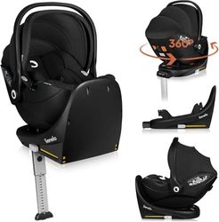 LIONELO MOXIE i-Size SET Dziecięcy Fotelik Samochodowy z Bazą 40-87 cm Nosidełko dla niemowląt Montaż ISOFIX i Noga Stabilizacyjna Ochrona Boczna, Regulacja Zagłówka Wkładka Dri-Seat