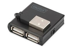 Digitus Hub avec 4 ports USB 2.0 haute vitesse, Noir