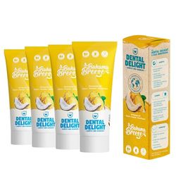 DENTAL DELIGHT Bahama Breeze 4-pak pasty do zębów Ananas kokosowy Wegańska, neutralna dla klimatu, wolna od mikroplastiku