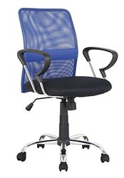 La Chaise Espagnole Salamanca - Fauteuil, Chaise de Bureau, Simili Cuir, Bleu, 59x58,5x105