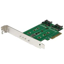 StarTech.com Tarjeta Adaptadora de 3 Puertos M.2 NGFF para SSD, Soporta 1x SSD M.2 PCIe NVMe, 2x SSD M.2 SATA III, Adaptador PCIe 3.0 (PEXM2SAT32N1)