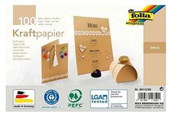 folia 691/5/98 - Papel kraft natural, 120 g/m², DIN A5, 100 hojas, para manualidades individuales y diseño de tarjetas de felicitación, invitaciones, tarjetas de lugar, etc.