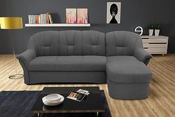 DOMO. collection Canapé d'angle Puno - Petit canapé-lit en Forme de L avec Chaise Longue - Canapé-lit rembourré - 233 x 142 x 84 cm (l x p x h) - Gris