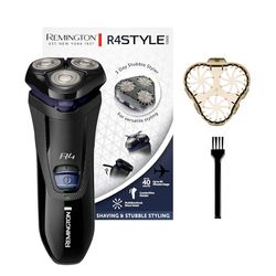 Remington Rasoio Elettrico Barba R4 Style Series Rotary Shaver, Rasoio Elettrico a Testine Rotanti, Lame Flessibioli a Doppia Traccia, Styler per Barba, R4002