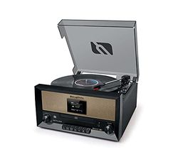 Muse Giradischi MT-110DAB con impianto stereo integrato, lettore vintage in vinile, Bluetooth, compatibile con smartphone, set completo di giradischi in stile retrò, radio DAB UVM.