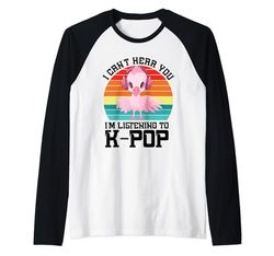 No puedo oírte, estoy escuchando mercancía de K-pop Flamingo Camiseta Manga Raglan