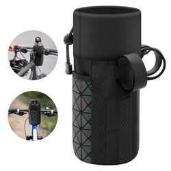 AiQInu Porta Borraccia Bici, Portabottiglie per Bicicletta Senza Viti, MTB Portatile Porta Borraccia con Tasca Frontale, per Passeggini, Sedie a Rotelle, Scooter e Fuoristrada - 12x12x24 cm
