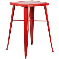 Flash Meubels 23.75'' Vierkant Metaal Binnen-Outdoor Bar Hoogte Tafel hedendaags 93.98 x 65.405000000000001 x 15.24 cm Rood