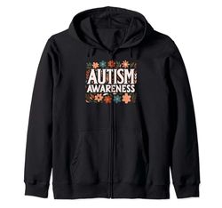 Autism Mom For Autistic Son Autism Awareness Zip Hoodie