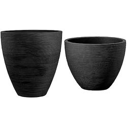 Dehner Plantenpot Vino, Ø 40 cm, hoogte 31 cm, kunststof, antraciet & Dehner Plantenvaas Vino, Ø 40 cm, hoogte 42 cm, kunststof, antraciet
