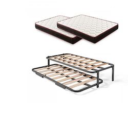 HOGAR24 ES Cama Nido Metálica Reforzada + 2 Colchones Viscoelásticos Memory Fresh, 105x200