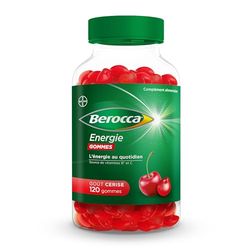 Berocca® Energie gommes - Multivitamines Complément alimentaire - Source de vitamines B* et vitamine C - Réduction de la fatigue, donne de l'énergie au quotidien - Goût Cerise - 120 Gummies