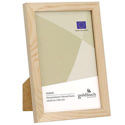 goldbuch Skandi Picture Frame 10 x 15 cm, Single Frame Made of Real Wood, Portrait Frame for Standing, Wooden Frame with Wall Mount, Photo Frame, Natural Frame
