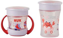 NUK Magic Cup & Mini Magic Cup drinkbekers, duoset | lekvrije 360° drinkrand | vanaf 6 maanden en 8 maanden | lekvrij en BPA-vrij | 160ml & 230ml | rood