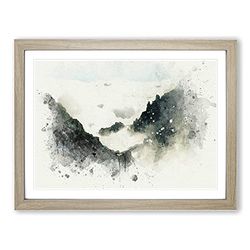 Misty Tatra Mountains In Slovakia In Abstract Modern Art Framed Wall Art Print, Ready to Hang Picture for Living Room Bedroom Home Office Décor, Oak A3 (46 x 34 cm)