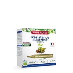 SUPERDIET- RHODIOLA BIO- Détente & Résistance au Stress -Format nomade -Phytothérapie - 20 Unidoses de 15 ml